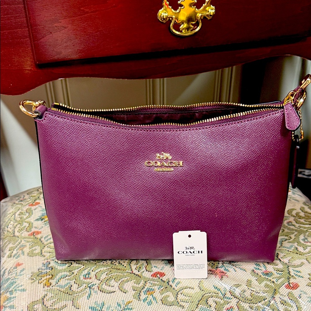 New/ Coach Purple Shoulder Bag with Gold Hardware